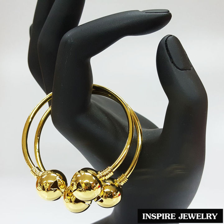 inspire-jewelry-กำไลข้อเท้าเด็ก-กระพรวนคู่โบราณ-ทองเหลืองอร่าม-กลมเกลี้ยง-ใช้งานดีและทนมาก-ขนาด-4-8-5-5cm-ประมาณ-3-เดือน-2-ขวบ