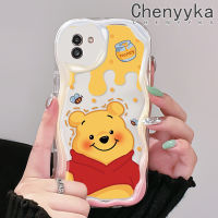 Chenyyka เคสปลอกสำหรับ Samsung A03แกน A03s A02 M02 A02s M02s F02s น่ารักหมีน้ำผึ้งสีสันสดใสน่ารักเนื้อครีมนิ่มกันกระแทกแบบใสเคสมือถือโปร่งใสลายกล้องถ่ายรูปที่สร้างสรรค์ฝาครอบป้องกันซิลิโคน