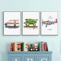 รถแทรกเตอร์ Bulldozer Fighter Ship Rocket รถพยาบาล Wall Art ภาพวาดผ้าใบโปสเตอร์และพิมพ์สำหรับ Boy Kids Room Decor