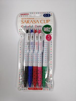 Zebra ซีบร้า Sarasa Clip Colorful Dots ปากกาเจลชุดแพ็ค5C