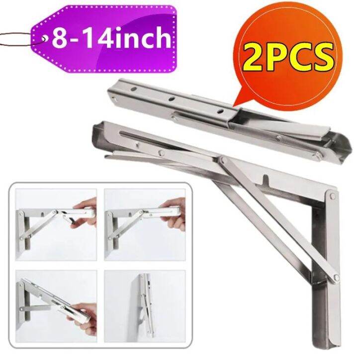 2 PCS Spring Type Folding Angle Bracket Adjustable Wall Mounted Table