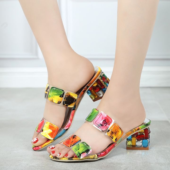 ขายดีที่สุด-ioztt2023-lucyever-2022-colors-sandals-fashion-heels-toe-beach-flip-flops-ladies-heel-shoes-woman