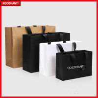 50X Custom Logo Paper Shopping Bag With Ribbon Handle for Clothing Gift Packaging Bag