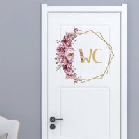 Flowers Men and Women WC Wall Sticker for Bathroom Decoration Vinyl Home Decals Waterproof Poster Door Stickers Toilet Sign