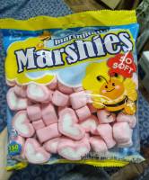 มาร์ชเมลโล่ มาร์ชีส์ รูปหัวใจ สีชมพู150g. Marshies Marshmellow