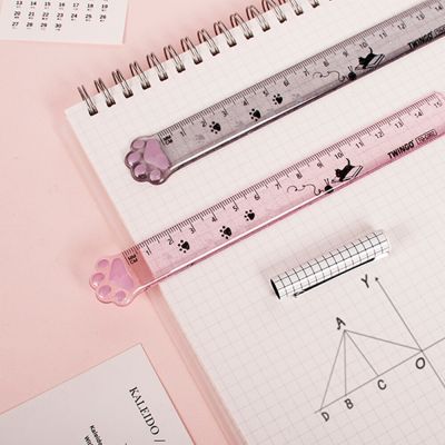 Cute Cat Paw Plastic Straight Rulers Kawaii Kitty Rulers Funny Drawing Gift Korean Office School Measuring Drawing Student Prize