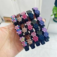 New Fashion Korean Style Acryli Crystal Flowers Hair Clips For Girl Summer Sweet Cute Bangs Side Barrettes Elastic Duckbill Clip