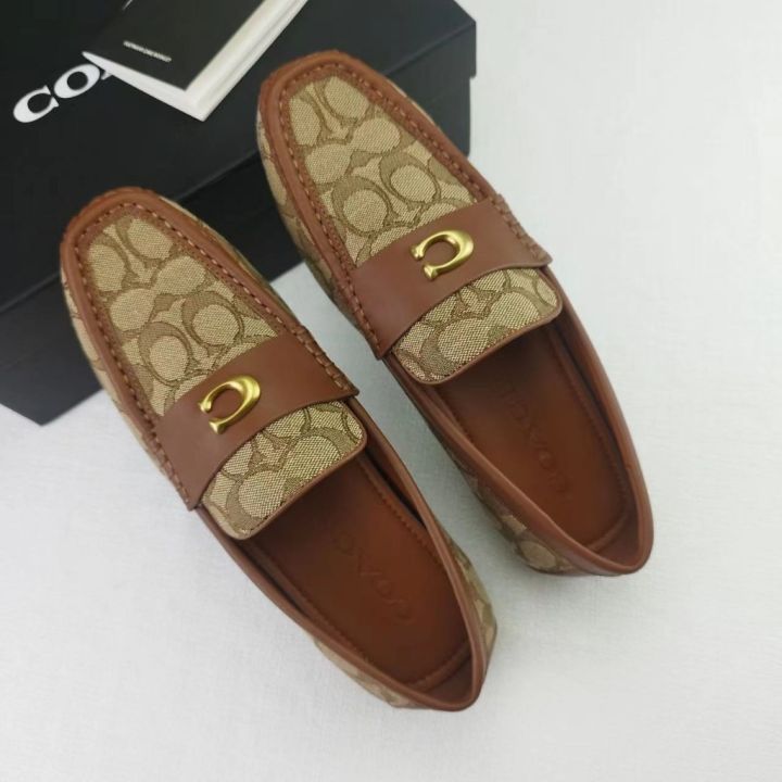 2023-new-mens-c-logo-printed-pvc-cow-leather-two-colors-bean-shoes-casual-shoes