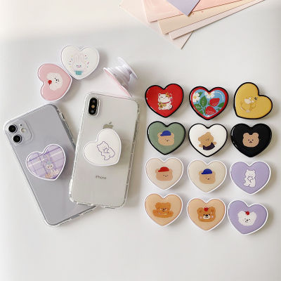 【cw】Cartoon Cute Love Heart Korea Griptok Foldable Mobile Phone Holder Stand for Samsung Smartphone Finger Grip Ring cket ！