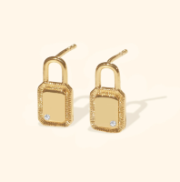 Shependence ต่างหูก้าน ล็อคคริสตัลเล็ก (Little Crystal Lock Stud Earrings)