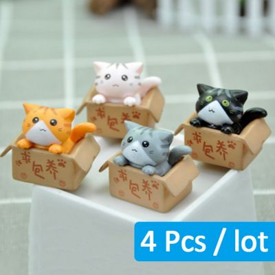 【CC】▤✓  4Pcs/Lot Ornament Garden kitten statue Kids Children Baby Room Kawaii Miniature Figurines Decoration