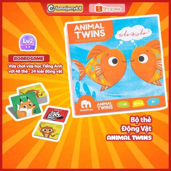 Đồ chơi giáo dục, bộ xếp hình Myndtoys Animal Matching Game cấp độ 37 [TOM  AND JERRY  TOYS STORE] 