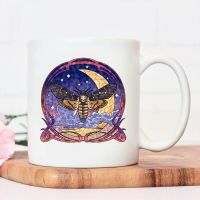 Midnight Moth Water Cup Art Nouveau Nordic Coffee Cups Featuring A Starry Night Moth Mugs with Big Handrip Colored Ceramics