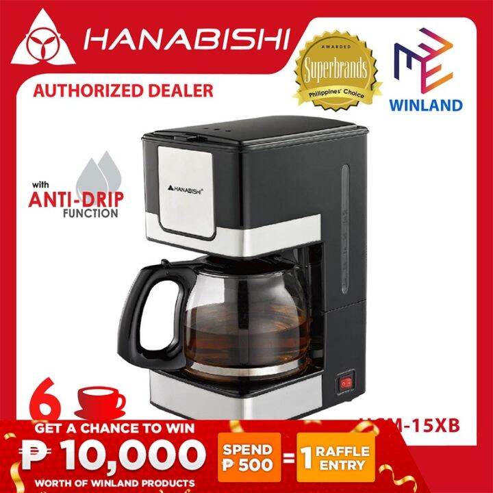 Hanabishi Original Coffee Cafe Maker Machine HCM15XB Up to 6 cups