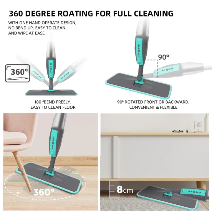 Magic Floor Cleaning Sweeper Brooms With Microfiber Pads 360° Rotation ...