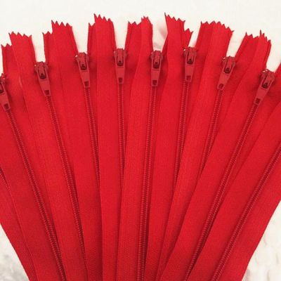 10 pieces. 60cm (24inch) nylon coil zipper tailor crafter and fgdqrs Red