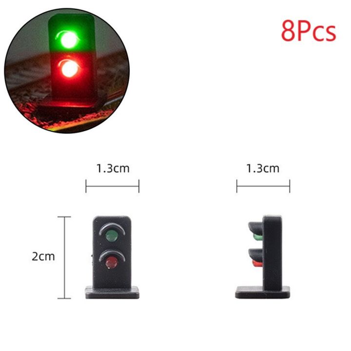 8x-ho-oo-สัญญาณแบบจำลองย่อขนาด2ไฟรถไฟรถไฟ-โคมไฟสัญญาณ-led-สีเขียว-สีแดง
