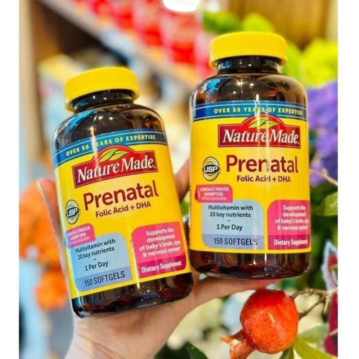 Nature Made Prenatal With Folic Acid + DHA, Prenatal Vitamin And ...