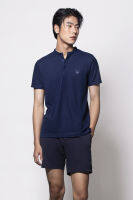 ESP เสื้อโปโลคอจีนเฟรนช์ชี่ ผู้ชาย สีน้ำเงิน | Stand Collar Frenchie Polo Shirt | 3785