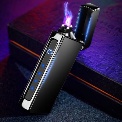 ZZOOI New Double Plasma Arc Windproof Electronic USB Recharge  Smoking Electric Lighter