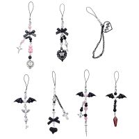 Goth Y2K Phone Charm Pendant Kawaii-Key Chain For Bag Cute Accessory Women Guitar Strap Lanyard Beaded Keychain Pendant