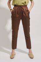 RALLY Long Flight Slacks (Dark brown) - กางเกงสแล็คเอวสูงสีนำ้ตาลเข้ม