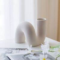 Ceramic Vase Modern Minimalist Abstract Vases Twisted Tube Shape Nordic Flower Pots for Interior Home Decor