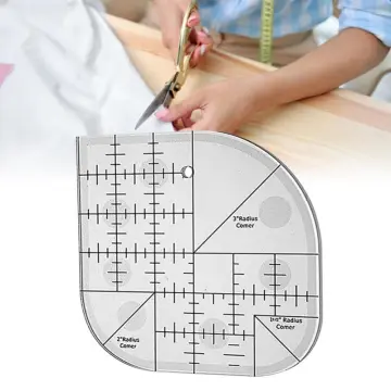 Acrylic Sewing Rulers Curved Corner Cutter Ruler Non-Slip Round