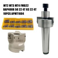 MT2 MT3 MT4 FMB22 Mohs Face Milling Handle + BAP400R 50 22 4T 63 22 4T หัวกัดใบหน้า + 10pcs APMT1604 ใบมีดคาร์ไบด์