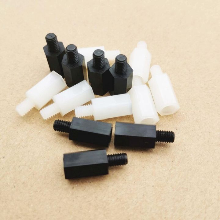 20-50pcs-male-to-female-m2-m2-5-m3-m4-white-black-pcb-nylon-standoff-spacer-column-plastic-spacing-screws-nails-screws-fasteners