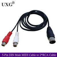 MIDI DIN 5Pins Male to 2 RCA Phono Female Socket Jack MF Audio Cable 0.5M 1.5M Car Accessories