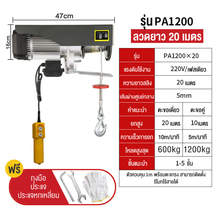 antetsi-รอกไฟฟ้า-รอกสลิงไฟฟ้า-เครนไฟฟ้า-รอกสลิง-ยกได้-ยกได้-300-500-800-1200kg-เคเบิ้ลรอก-รอกยก-เครนแขวน-สลิงยาว-12-20-เมตร-ติดตั้งง่าย