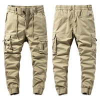 Korean Fashion Pants Mens Spring Autumn Cargo Pants Slim Streetwear Harajuku Pure Cotton Pants Elastic Waist Trousers Plus Size