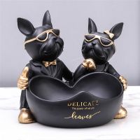 French Bulldog Lover Sculpture Storage Box Decor Home Dog Statue Resin Ornaments Animal Figurines Living Room Table Decoration