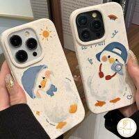 เคสโทรศัพท์น่ารักเป็นคู่ลายการ์ตูนแฮปปี้เป็ดน้อยเข้ากันได้กับ iPhone 13 11 12 Pro Max 7 8 6S 6 15 Plus 14 15 8Plus X XR SE 2020 XS