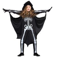 2023 New Halloween Childrens Costume Cape Bat Cape High Quality Soft Comfortable Witch Creative Skeleton Cosplay Clothes