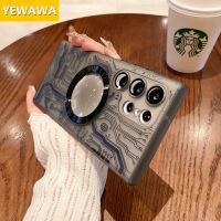 YEWAWA เคสผิวด้านโปร่งใสสำหรับ Samsung Galaxy S23 S22อัลตร้าพลัส5ก. ป้องกันการกระแทกลายนิ้วมือสำหรับ Magsafe พร้อมฝาครอบป้องกันกล้อง