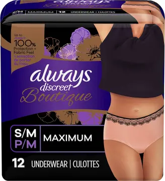 Always Discreet Boutique Incontinence Underwear,S/M, Rosy, 40 Ct