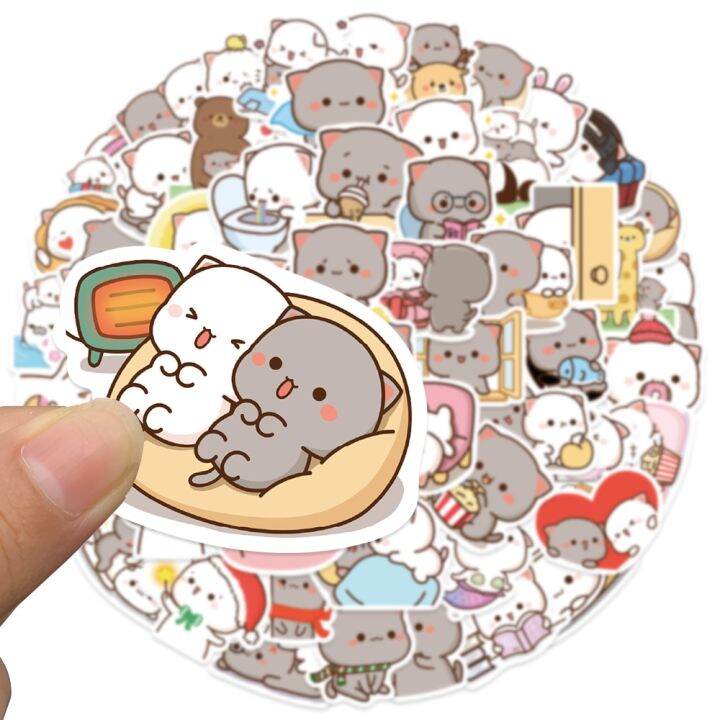 สติกเกอร์รูปแมวการ์ตูนน่ารัก-mitao-60ชิ้นกันน้ำสติกเกอร์แมวตลกสำหรับกระบอกน้ำแล็ปท็อปสเก็ตบอร์ดกระเป๋าของเล่นเด็กสติกเกอร์-amp-ป้าย