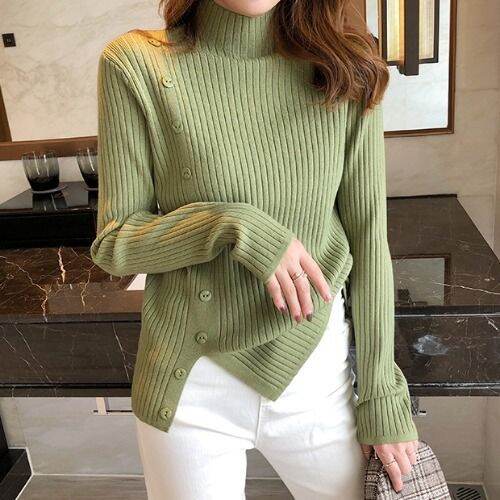 autumn-2023-new-korean-style-half-turtleneck-sweater-for-women-base-shirt-loose-pullover-outerwear-all-match-sweater-2023