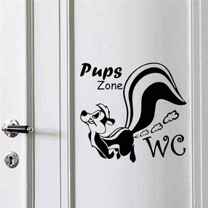 pups-zone-สติกเกอร์ผนังห้องน้ำห้องน้ำห้องสุขาการ์ตูนสัตว์กระรอก-decals-วอลล์เปเปอร์เครื่องประดับบ้านถอดได้ประตู