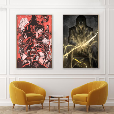 Eren Anime Canvas Wall Art: โปสเตอร์ภาพวาดตกแต่งสำหรับห้องนั่งเล่นและห้องนอน