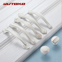 YUTOKO Cabinet Cabinet Knobs And Handles For Furniture Ivory White Kitchen Cupboard Zinc Alloy Furniture Handles Door Hardware