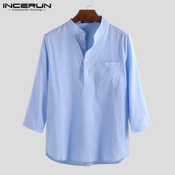 under-incerun-เสื้อเชิ้ตผ้าฝ้าย-เสื้อลำลองสำหรับผู้ชาย