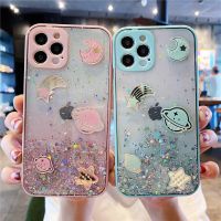 【cold noodles】Glitter Clear 3D Planet เคสโทรศัพท์สำหรับ Iphone 12 Mini 11 Pro XS Max X XR 8 7 6 6S Plus SE 2020ซิลิโคนนุ่มฝาหลัง