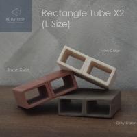 Rectangle Tube (L Size) - X2 ท่อเซรามิคสี่เหลี่ยมผืนผ้าขนาดใหญ่ ต่อติดกัน 2 ช่อง สำหรับตกแต่งตู้ปลา บ้านสัตว์เลี้ยง