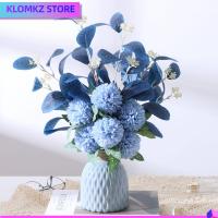 KLOMKZ ของตกแต่งบ้าน ห้องนั่งเล่น ไฮเดรนเยีย ช่อดอกไม้ งานแต่งงาน นอร์ดิก ดอกไม้ปลอม ดอกไม้ประดิษฐ์ ลูกเบญจมาศ ดอกไม้ไหม