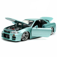 1:24นิสสัน Skyline Ares GTR R34ล้อแม็กรถสปอร์ตรุ่น D Iecasts โลหะของเล่นรถแข่งรุ่นจำลองการเก็บเด็ก Gifts888