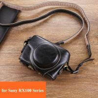 กระเป๋าเคสหนังสำหรับกล้องกล้องสำหรับ Sony RX100 Series VII VA V IV III II M1-M7ปกป้องทุกส่วนของกล้องอุปกรณ์สวมครอบพร้อมสายคล้องไหล่กระเป๋ากล้อง