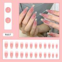 24pcs Douyin Nail Press on Short False Nails Extension Tips Reusable Adhesive Star Pink Black Style Free Shipping Item 1 Dollar